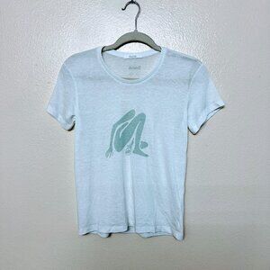 Boyish Nina Klein The Jagger Mint Art T-Shirt Top Small White Green Print